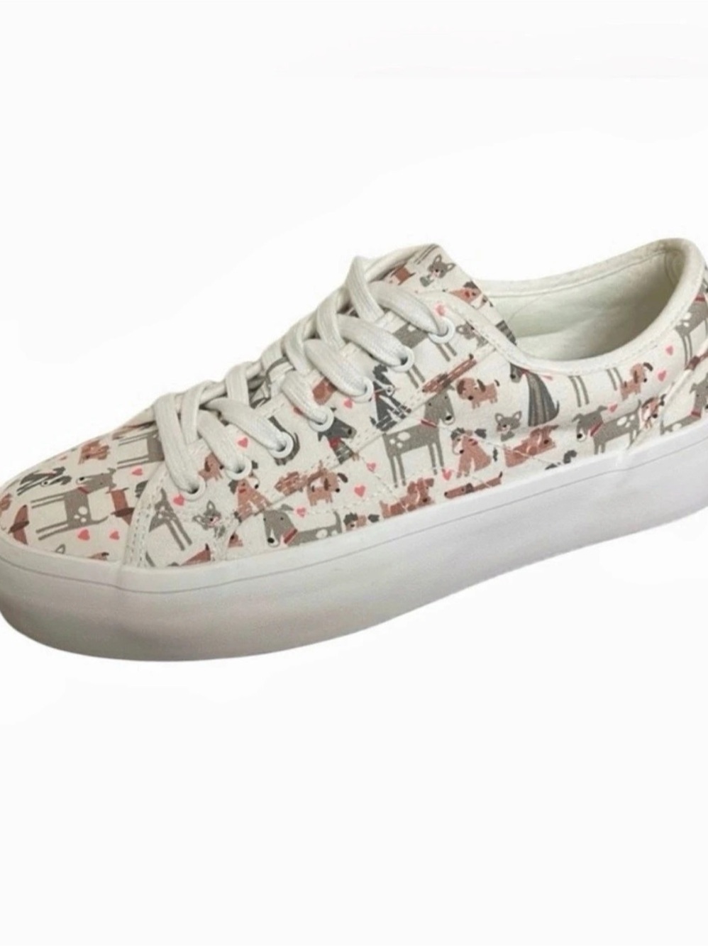 Cynthia Rowley Dog & Heart Print Canvas Platform Sneakers Women’s 7.5M